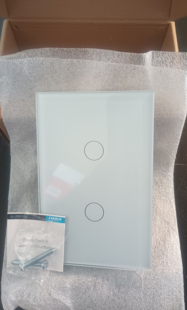 LIVOLO Touch Switch Tempered Glass Panel Two Circles 3 Way LED Indicator White