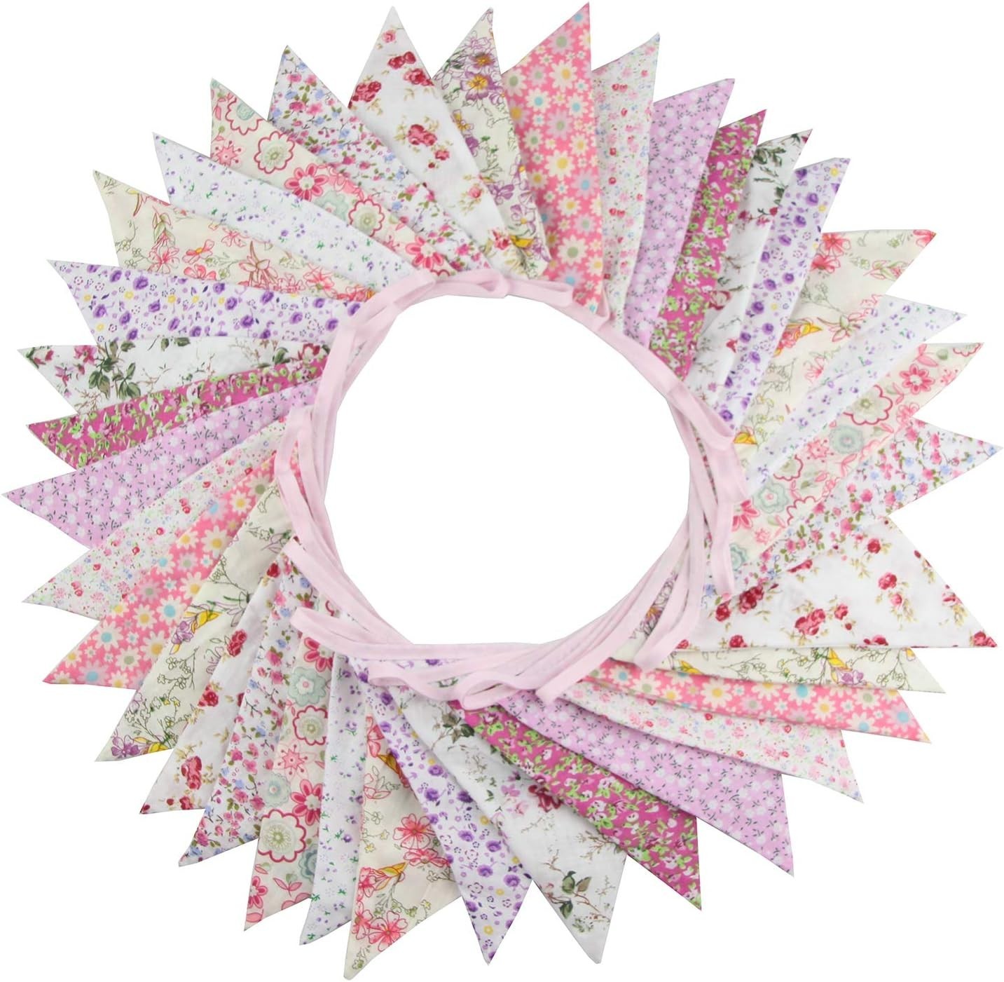 10M/32Ft Triangle Bunting Banner, 36 Pcs Cotton Fabric Flags Pennant Garlands... gallery