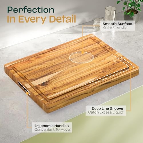 YES4ALL SOLID TEAK CUTTING BOARD 17X13X1.5" BUTCHER BLOCK EDGE GRAIN B0CKHC3671 gallery