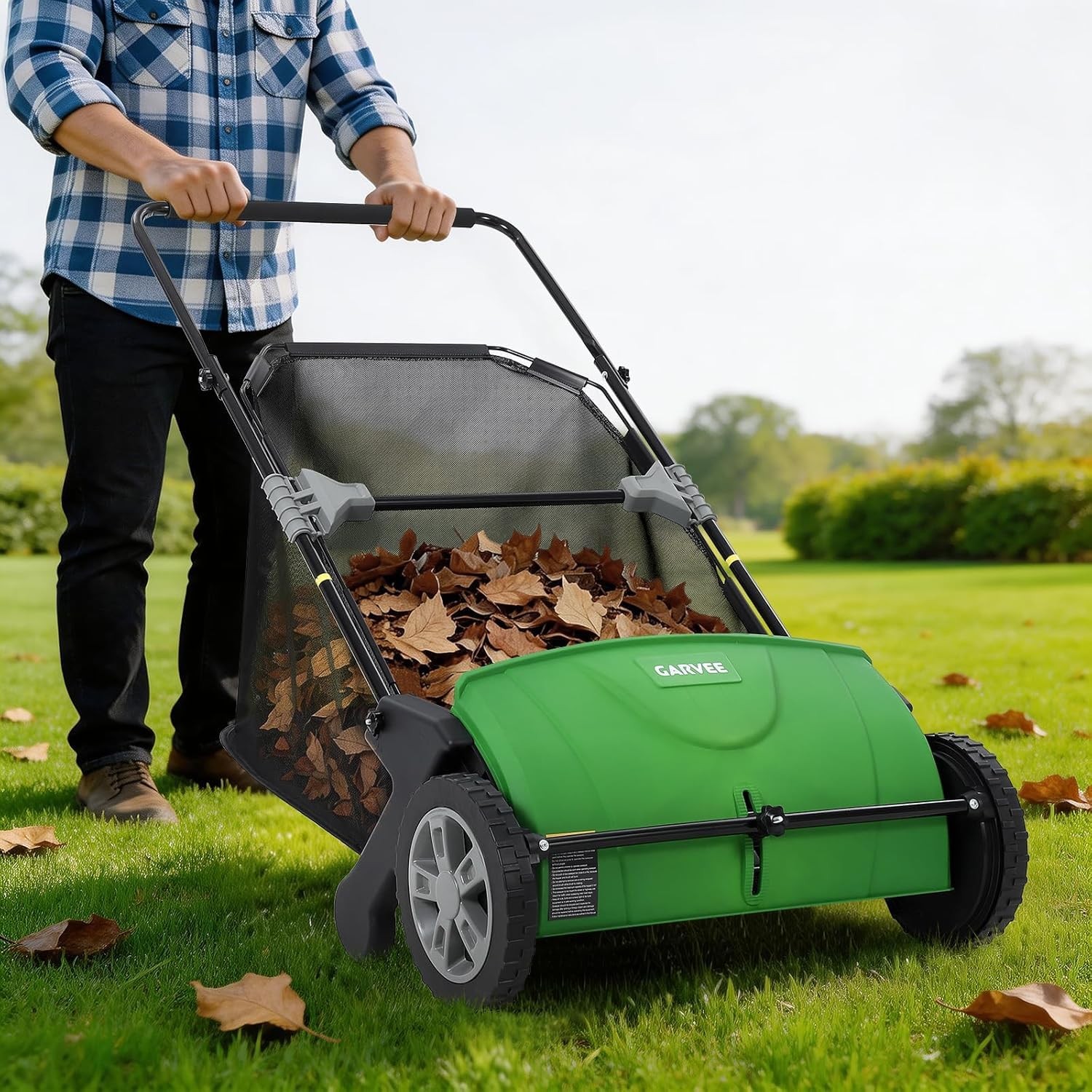 Leaf Grass Collector 21 Inch Push Lawn Sweeper with Wheels 3.5 Cu Ft Hopper Bag gallery