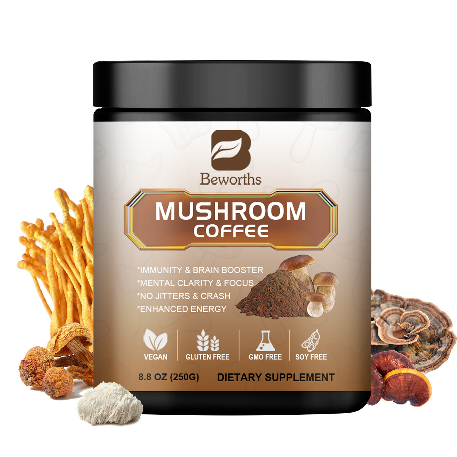 Organic Mushroom Coffee Instant Mushroom Coffee Powder Brain & Immune Boost gallery