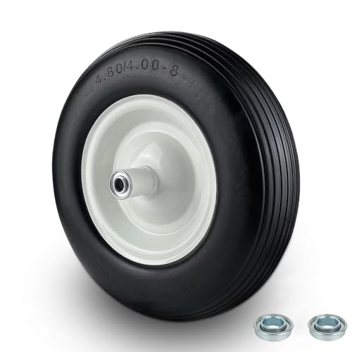 16" 4.80/4.00-8 Flat Free Solid Polyurethane Tire and Wheel Vertical Grooves gallery
