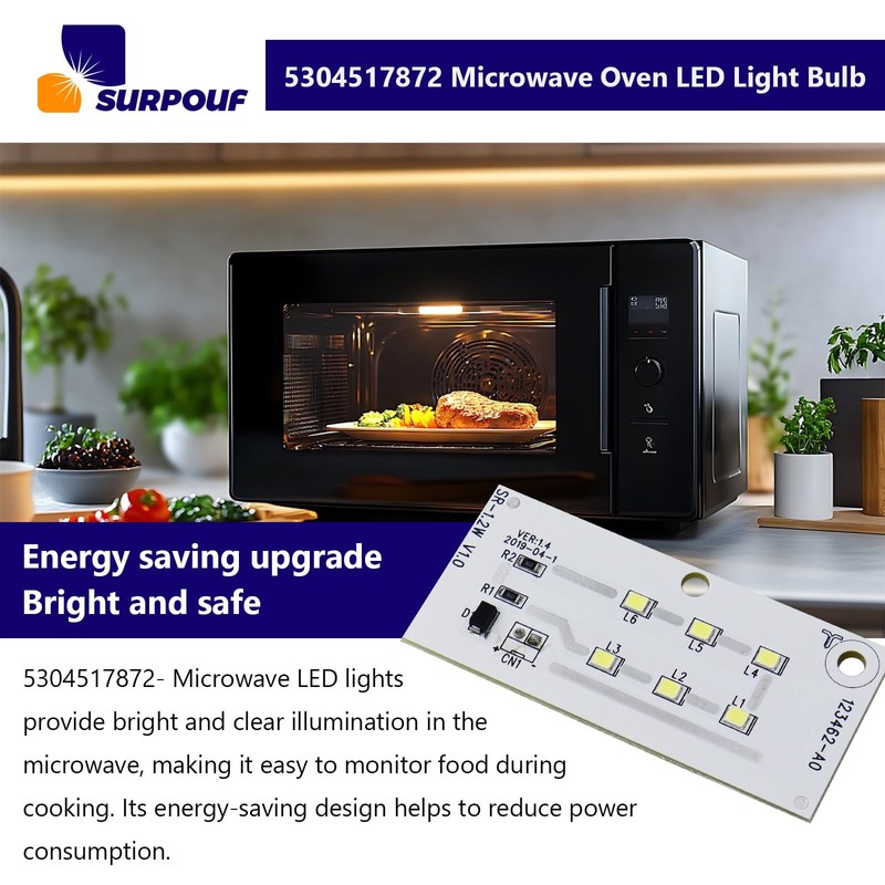 SURPOUF 5304517872 Microwave LED Light Bulb Replacement 5304499540 White gallery