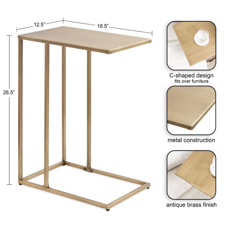 Kate and Laurel Lockhardt Rectangle Metal C Table, 19x13x27, Gold gallery