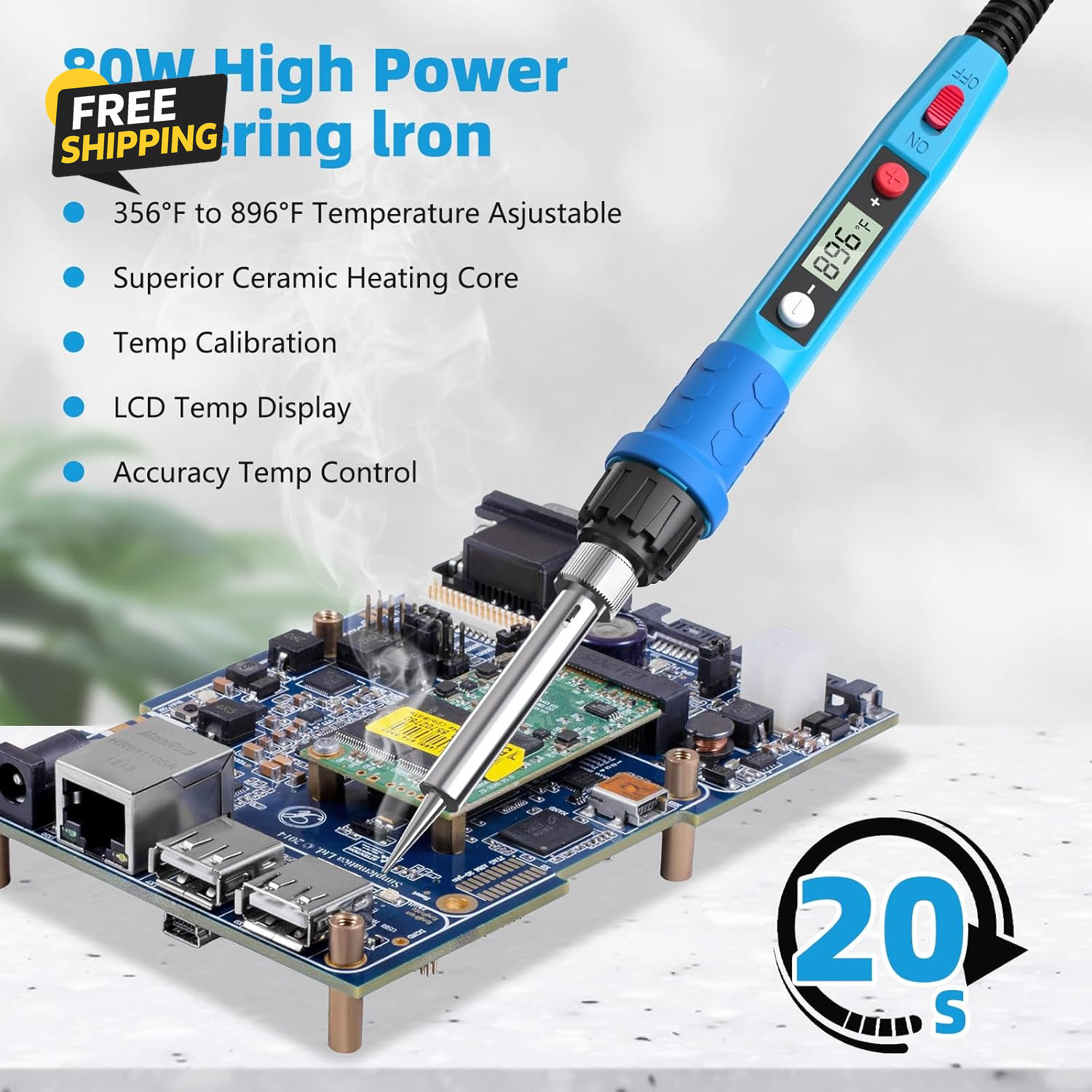 Soldering Iron Kit, 80W 110V LCD Digital Solder Iron Pen with Ceramic gallery