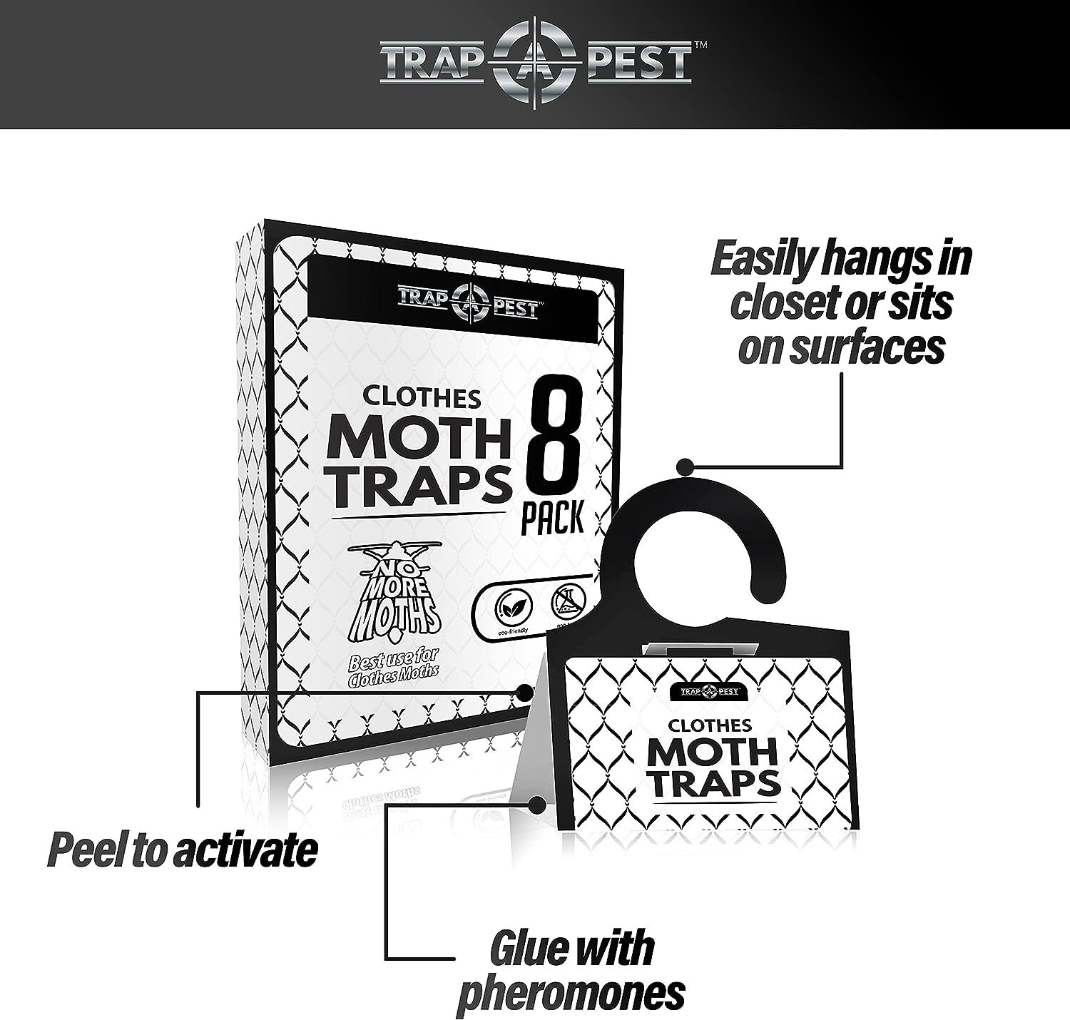 TRAP a PEST Clothing Moth Traps - 8 Pack - Non Toxic Moth Traps for Clothes with gallery