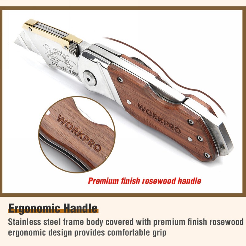 WORKPRO Folding Utility Knife with/10 Blade Heavy Duty Cutter Quick Change Blade gallery