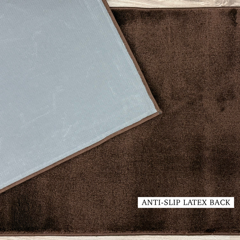 RUNNER RUG Hallway Kitchen Solid Brown Soft Touch 26" / 30" / 36" Wide gallery