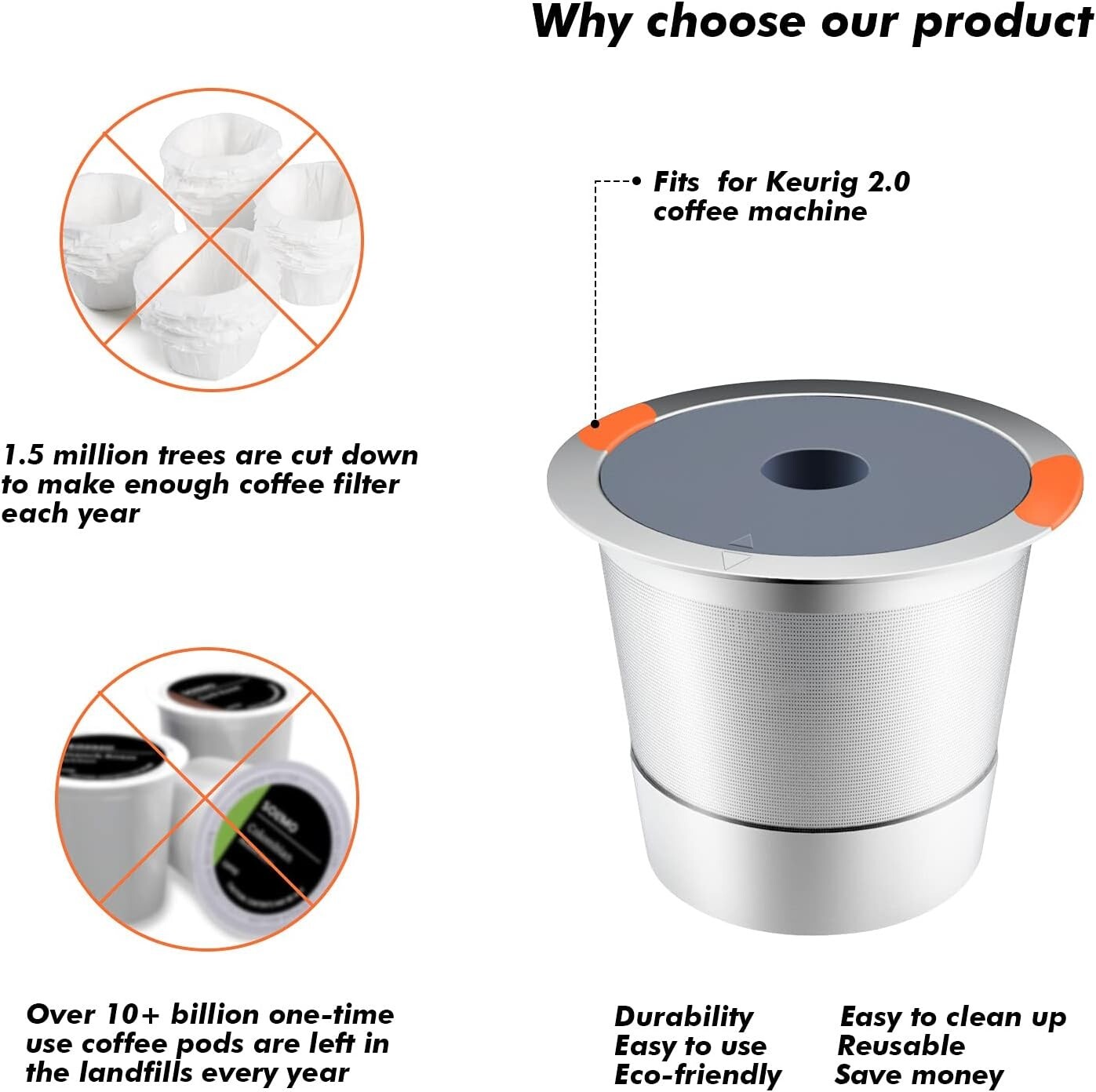 New 1PK K-Cup Refillable Coffee Pod Filter Universal Stainless Steel Fast Ship gallery