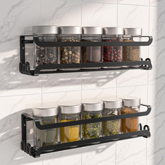 2 Pack Wall Mounted Spice Rack with Hooks for Kitchen and RV Organization