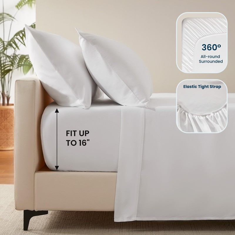 SLEEP ZONE Nanotex® Super Soft Cooling Full Size Bed Sheets Set 4 Piece - Easy C gallery