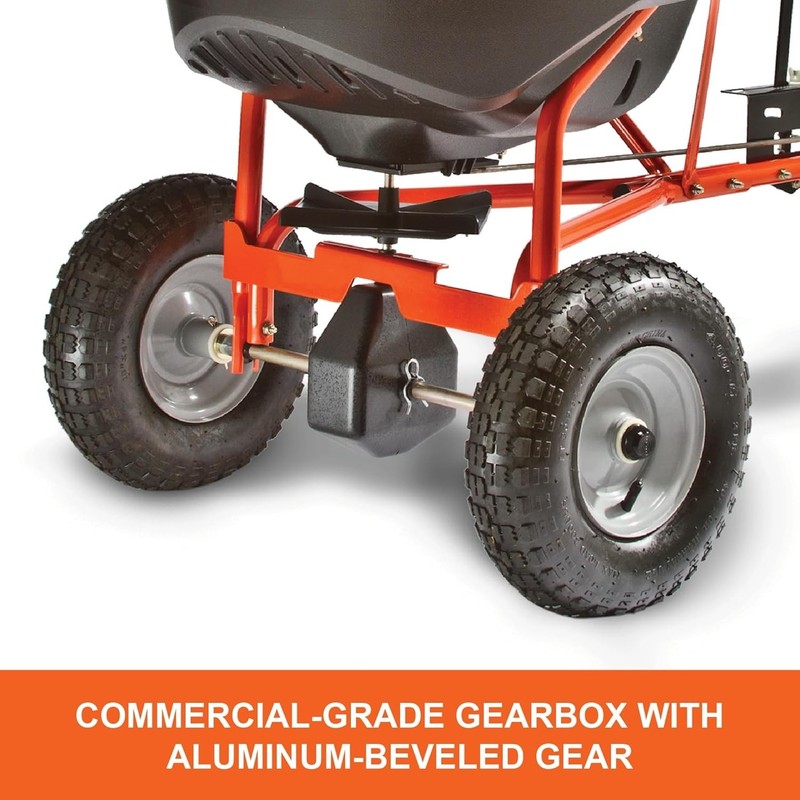 45-0463 Pull Behind Broadcast Spreader,130 lb. Hopper Capacity Designed for Seed gallery