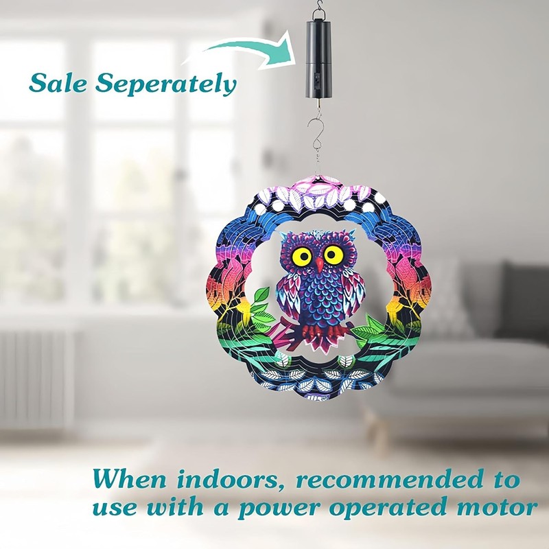 Vibrant 3D Owl Wind Spinner - Durable Outdoor Garden Sculpture for All Season gallery
