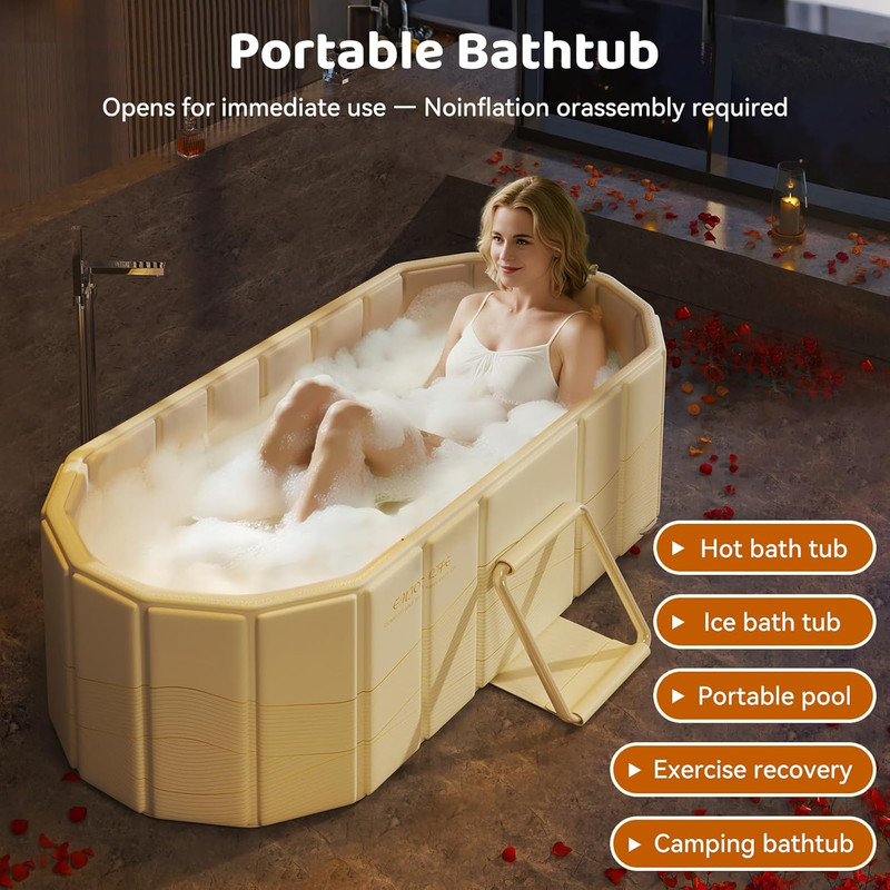 Portable Foldable Bathtub, Freestanding Bathtub No Installation, Bathroom SPA So gallery