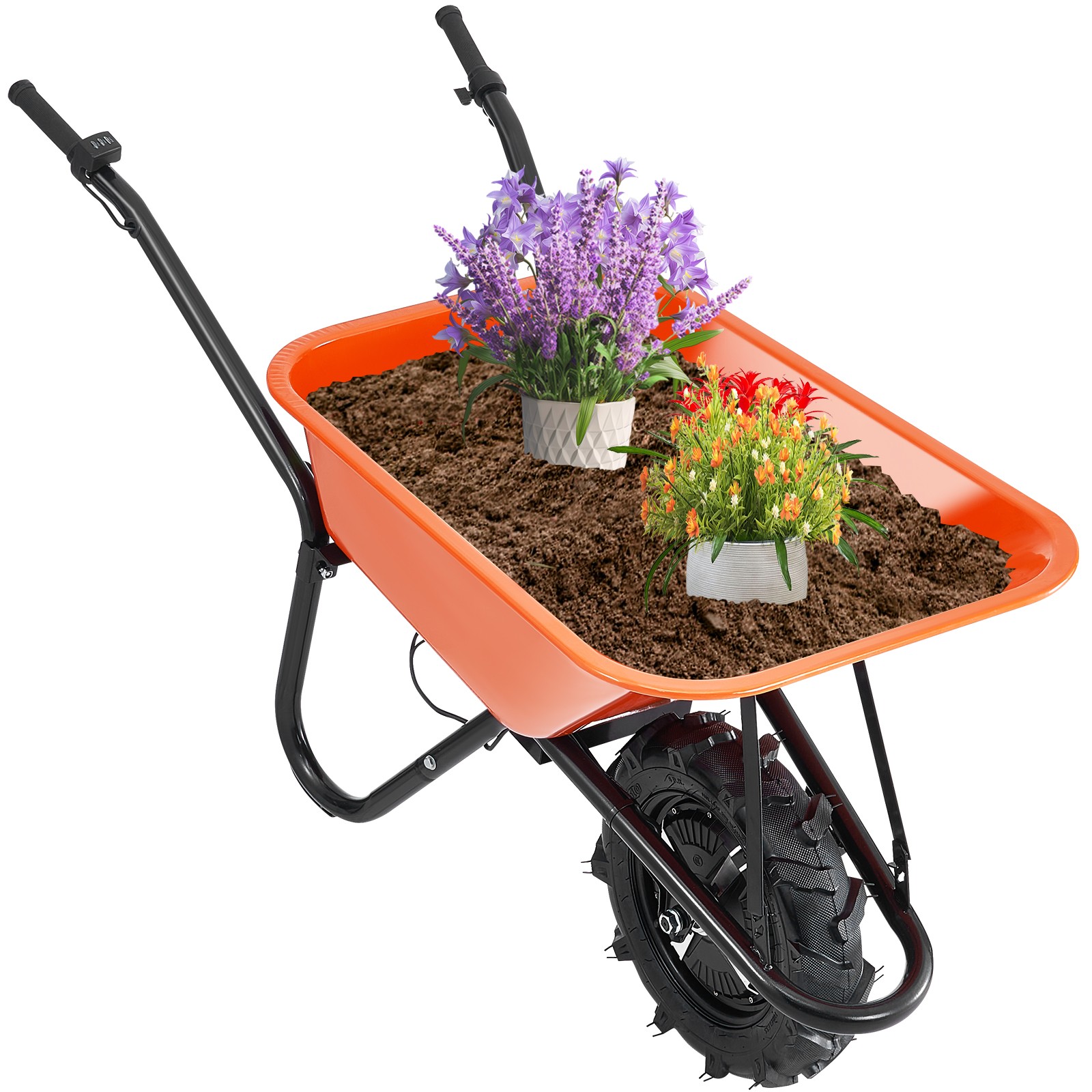 VEVOR Electric Wheelbarrow Cart One Wheel 5 Cu Ft Powered Dump Cart 330 lbs gallery