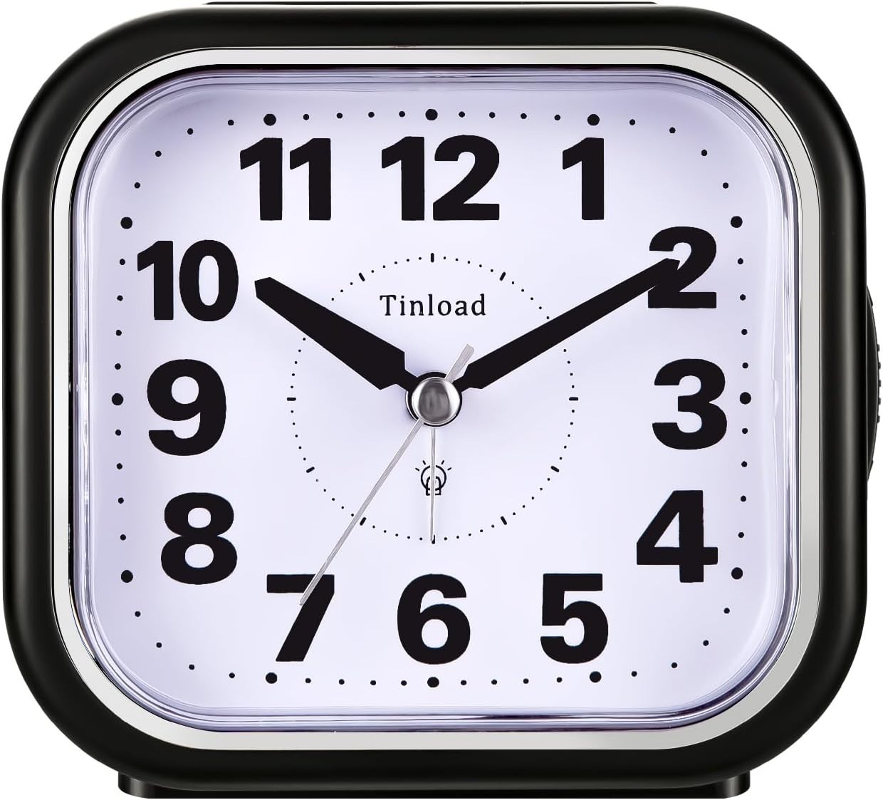 Tinload 4.3" Silent Analog Alarm Clock Big Numbers Battery Operated Black Square gallery