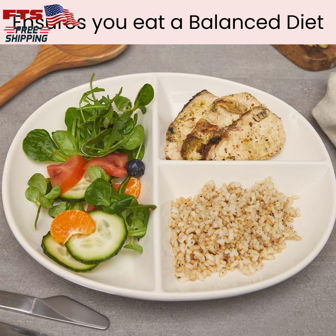 Porcelain Portion Control Plate for Adults Healthy Diet Weight Management gallery