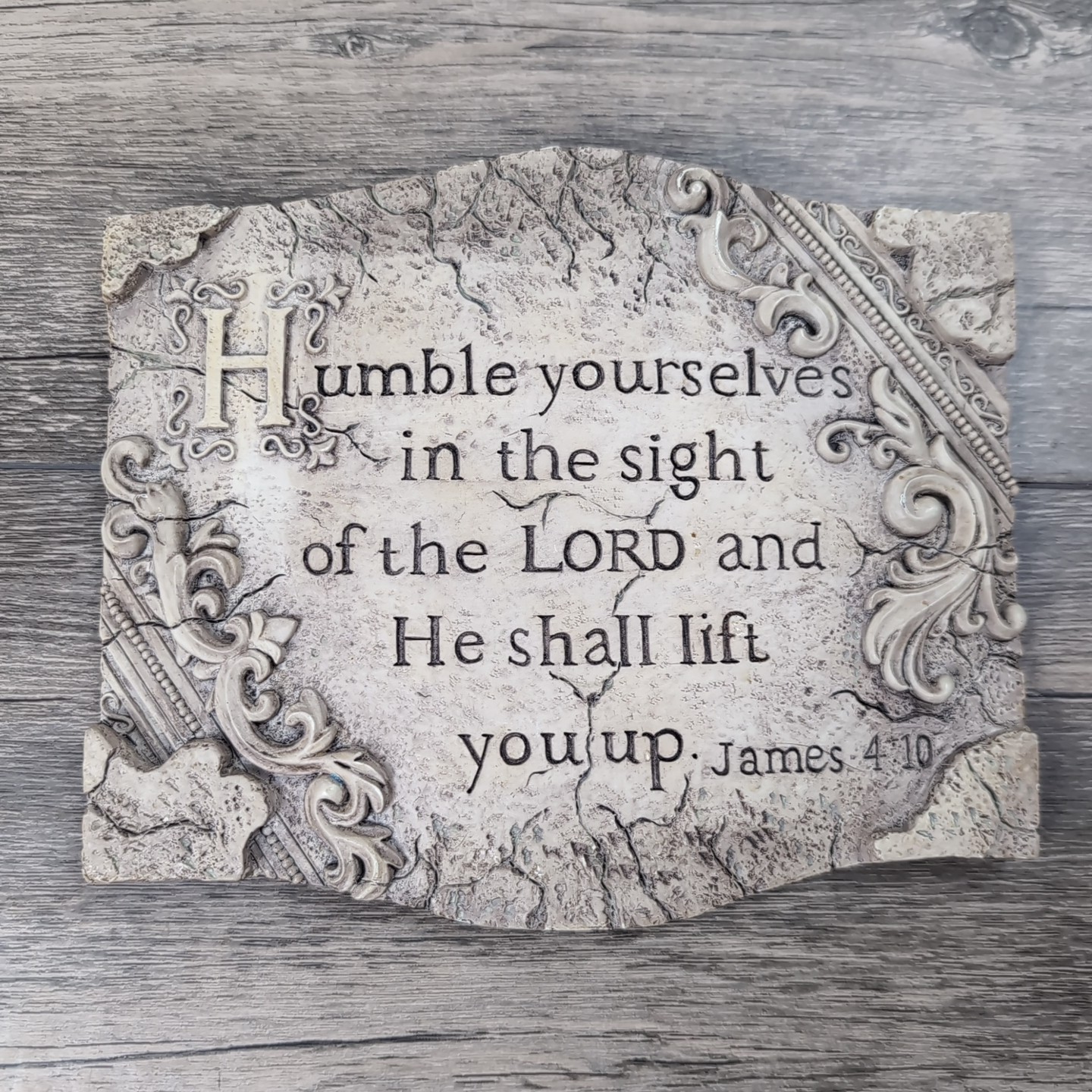 Home Interior Religious Stone Look Plaque 8" x 6.5" James 4:10 Humble Yourselves gallery