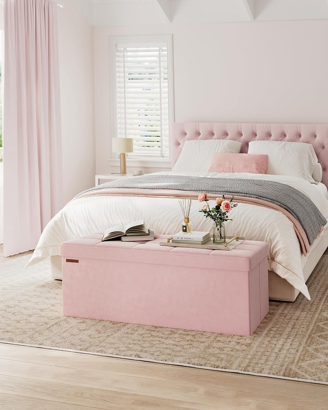 Storage Ottoman Bench Foldable Footrest 15x43x15in End of Bed Chest Load 660lb gallery