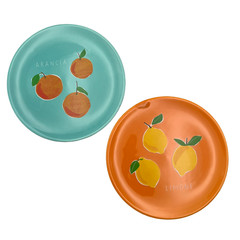 Target Bullseye Ceramic Appetizer Plates 6” Limone & Arancia Set of 2 New