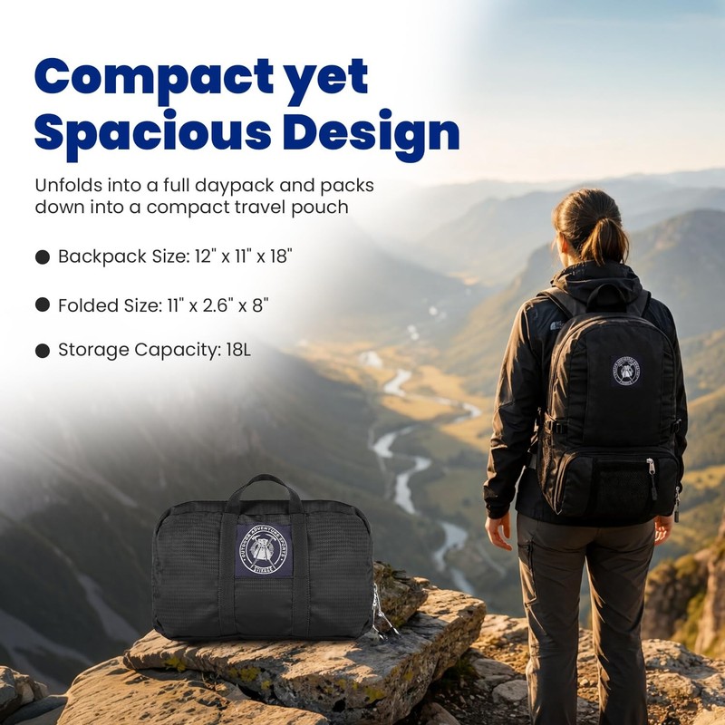 Walker Ultralight Packable Hiking Backpack – 0.9 lb Foldable Travel Daypack, ... 4