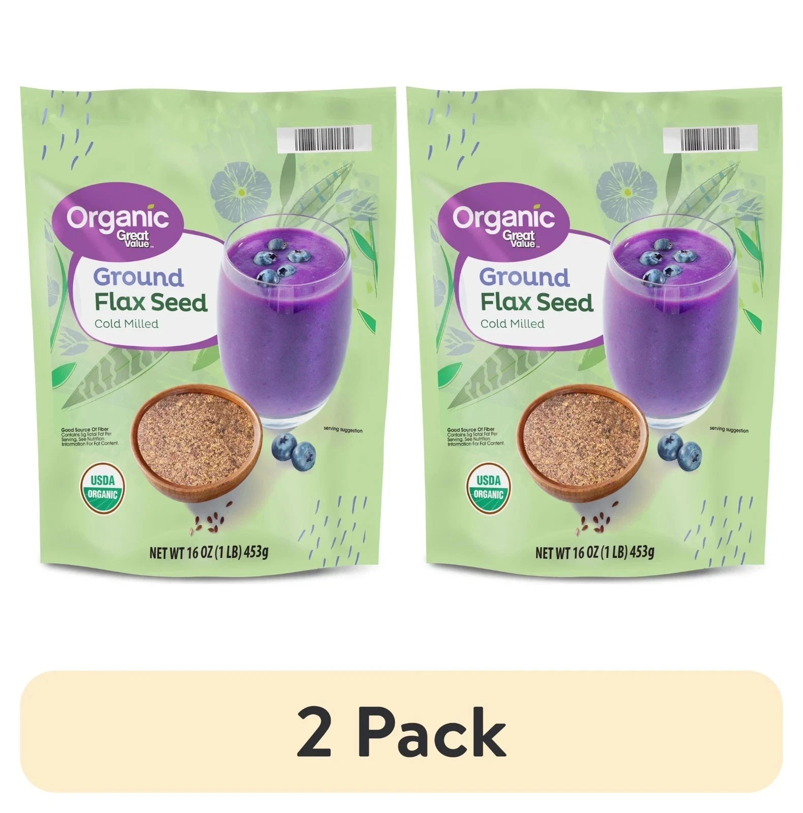 2 pack, Great Value Organic Ground Cold Milled Flax Seed, 16 oz. gallery