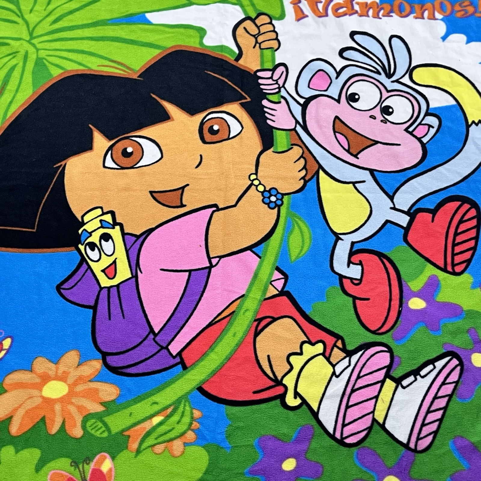Dora The Explorer Fleece Blanket Lets Go Vamonos Boots Map Swinging Vine 46x56 gallery