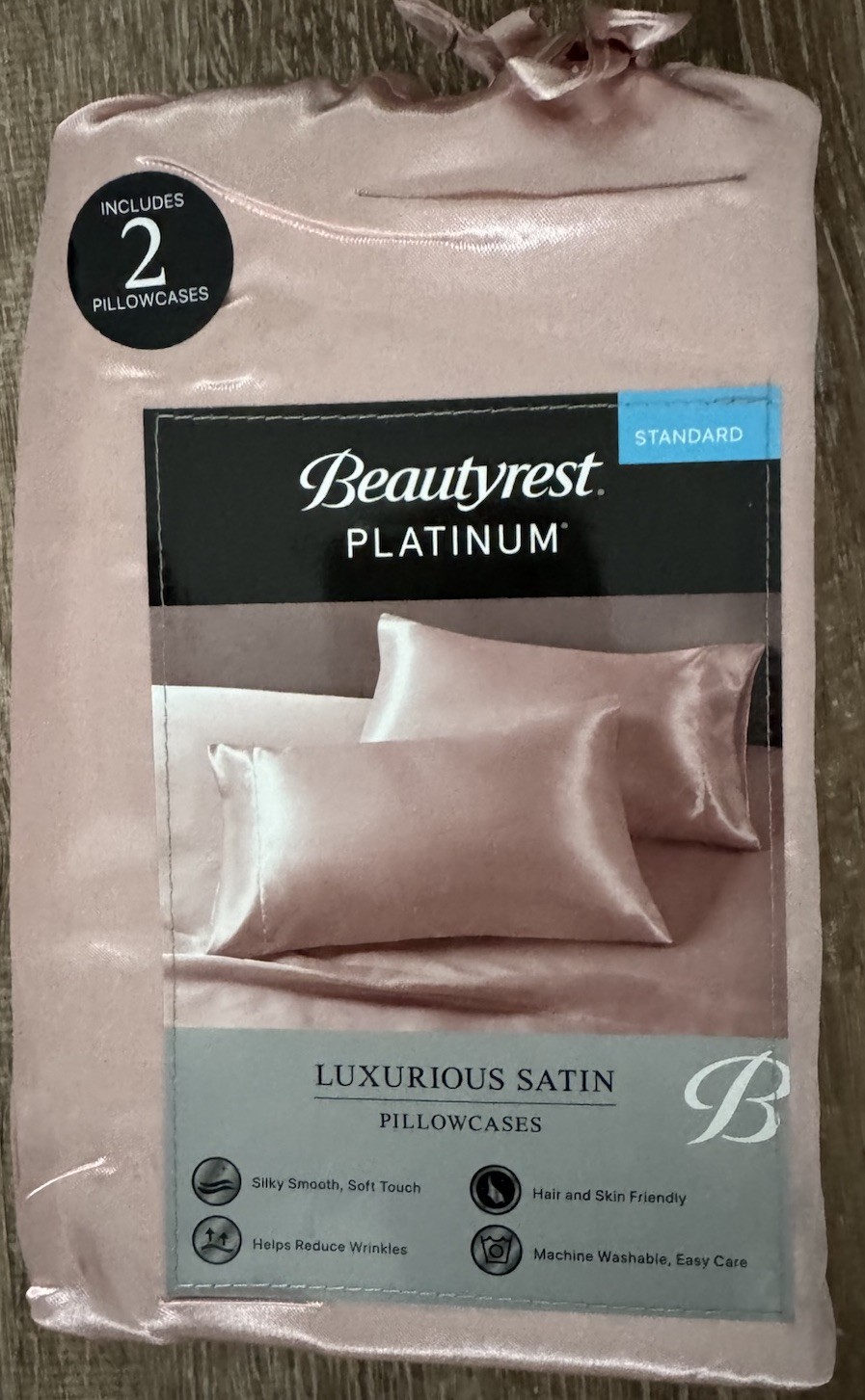 (2 Pack) Beautyrest Standard Luxurious Satin Silk Pillowcase Color Blush Pillow gallery
