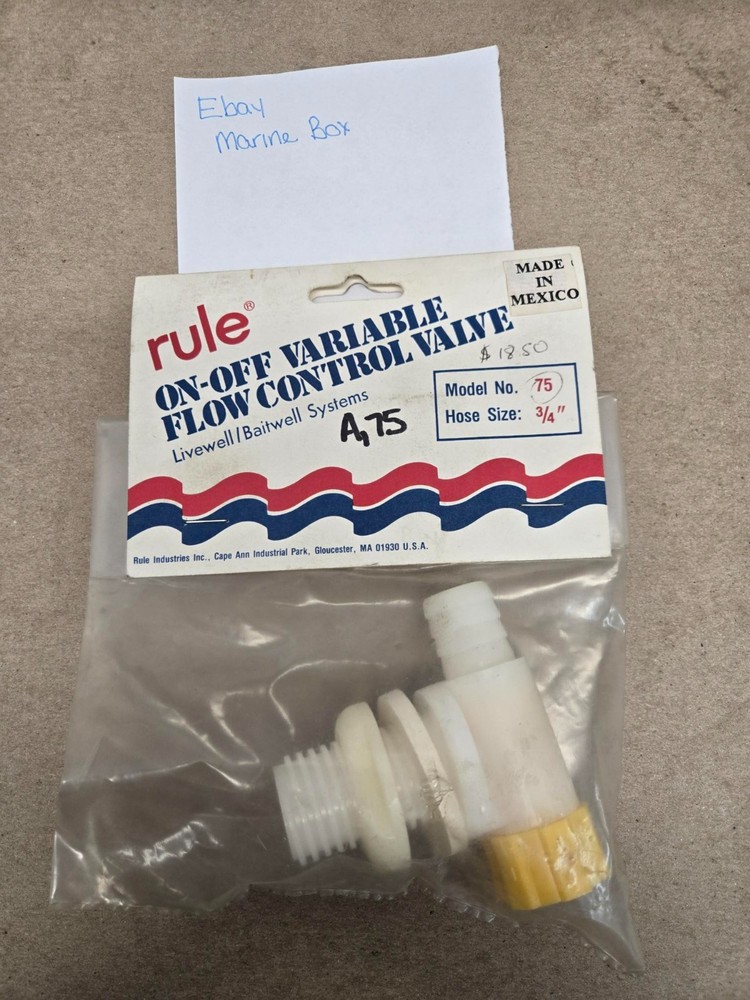 Rule 75 Livewell/Baitwell Systems-Variable Flow Control Valve 3/4”,On/Off-SHIP24