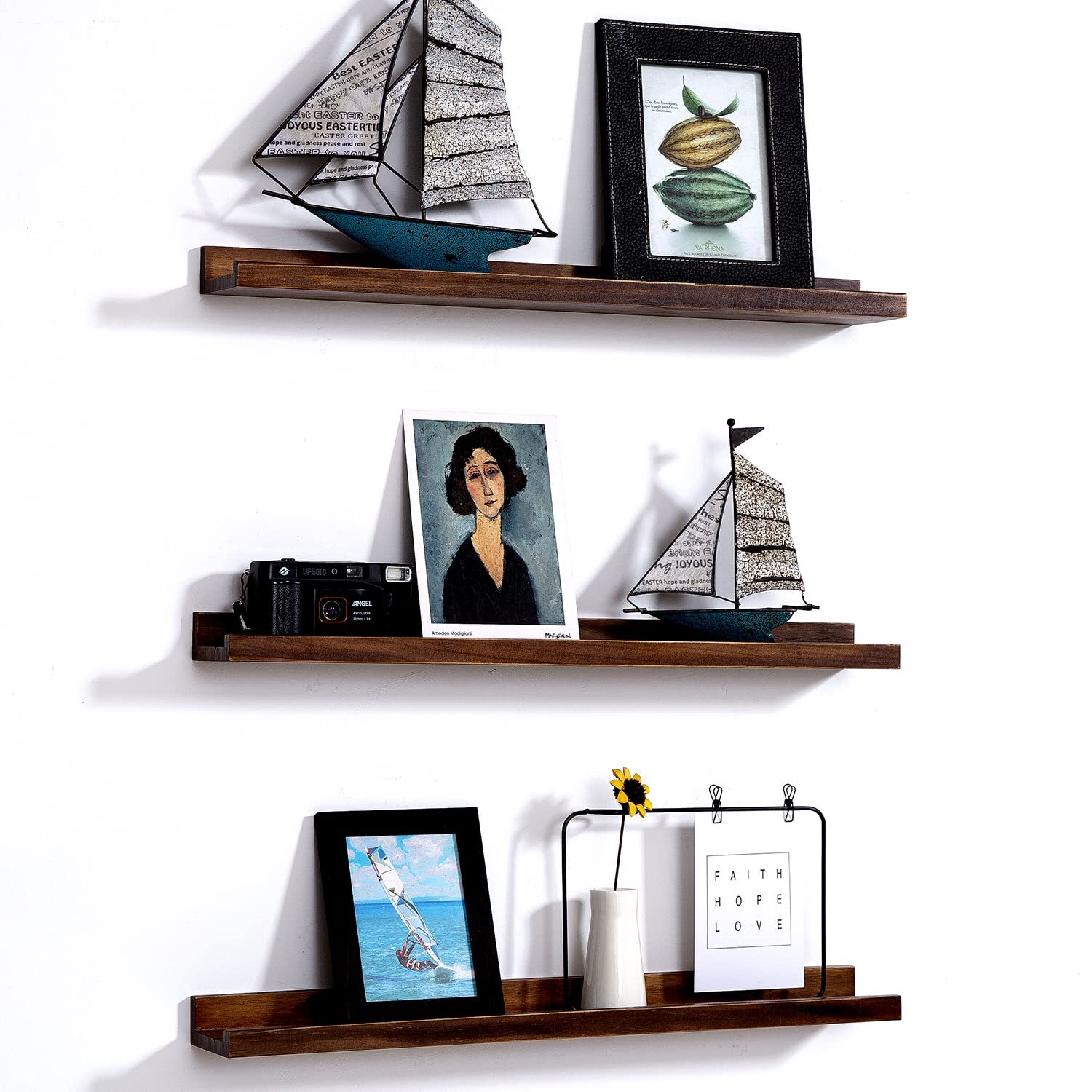 24 Inch Floating Shelves Rustic Wood Wall Shelf Deep Dark Walnut Floating She... gallery