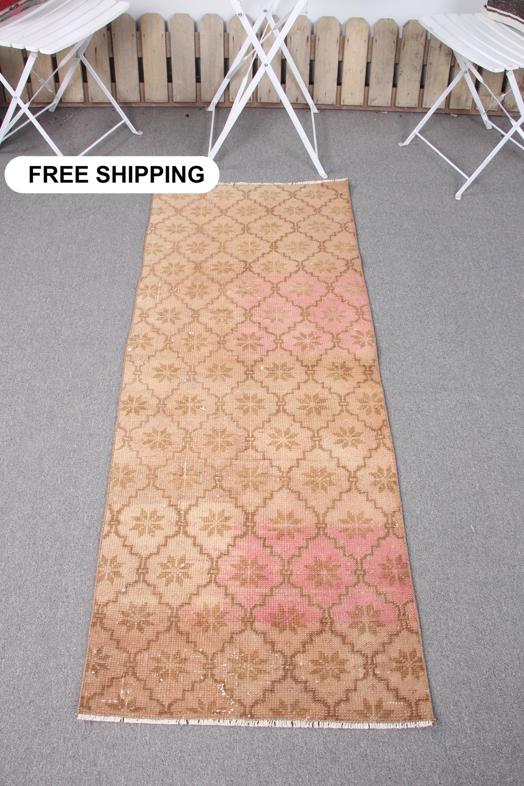 2,2x5,5 ft Rug, Runner Turkish Rug, Brown Moroccan Rug gallery