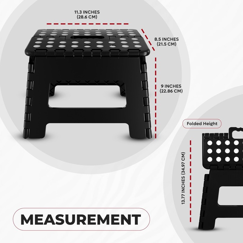 Folding Step Stool with Handle – 9 Inch AntiSlip, Collapsible, 300 lbs Capacity gallery