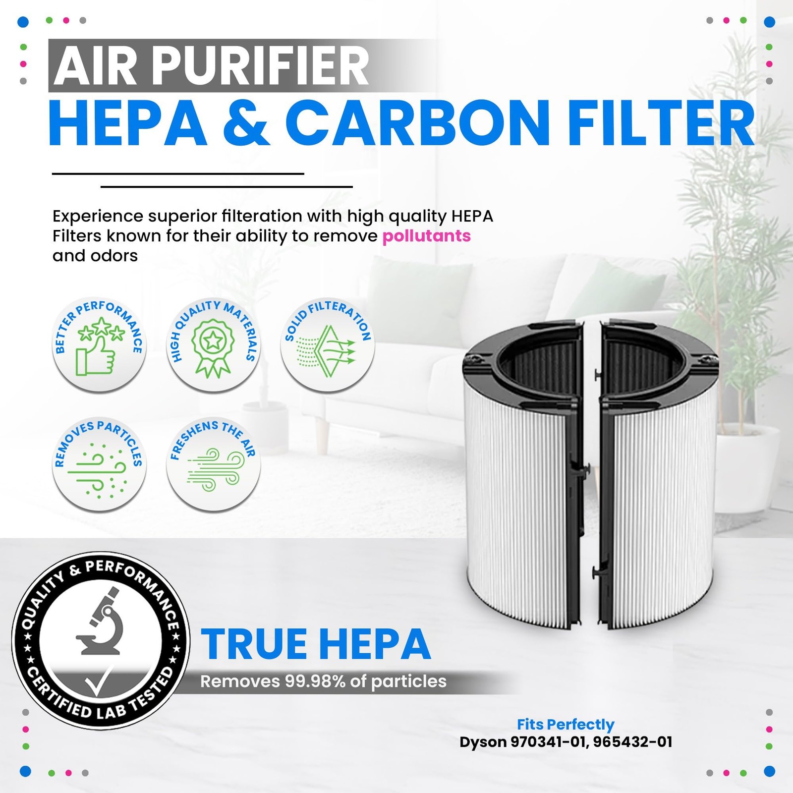 360 Combi Glass HEPA Filters Compatible with Dyson Air Purifier Filter TP07 H... gallery