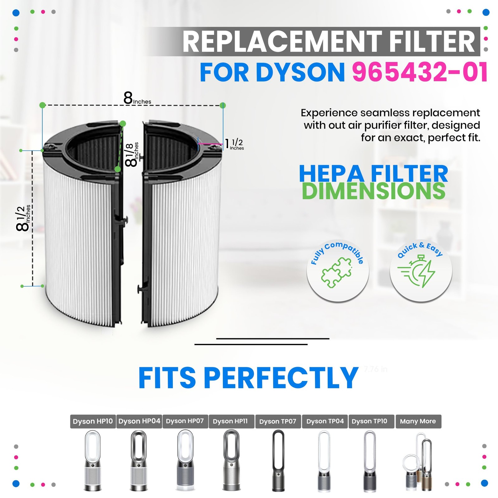 360 Combi Glass HEPA Filters Compatible with Dyson Air Purifier Filter TP07 H... gallery