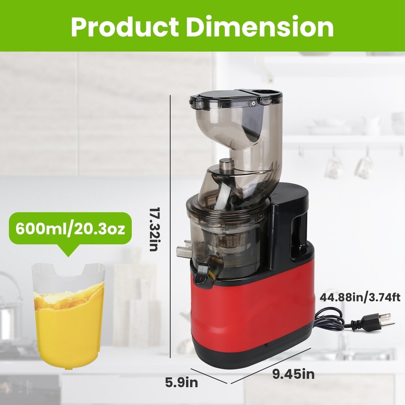 Cold Press Masticating Juicer Machine 9.45" Wide Chute Quiet Juicer Easy Clean gallery