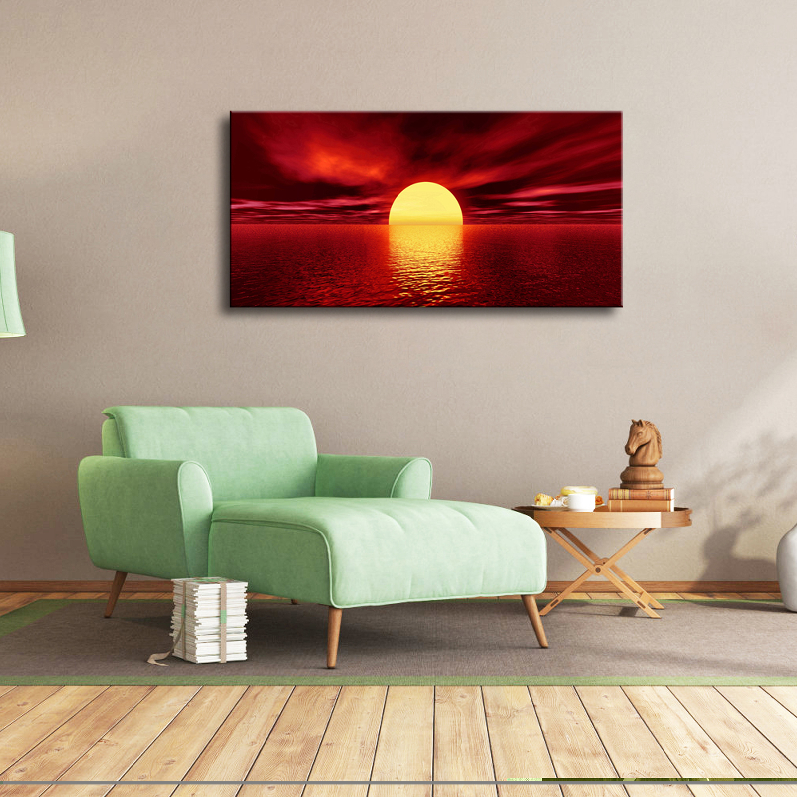 Large 1 Panel Modern Canvas Prints Wall Art Seascape Pictures Sun Paintings gallery