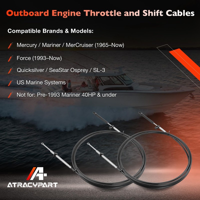 ATRACYPART Outboard Engine Throttle and Shift Cables 19FT, 600A 19FT gallery