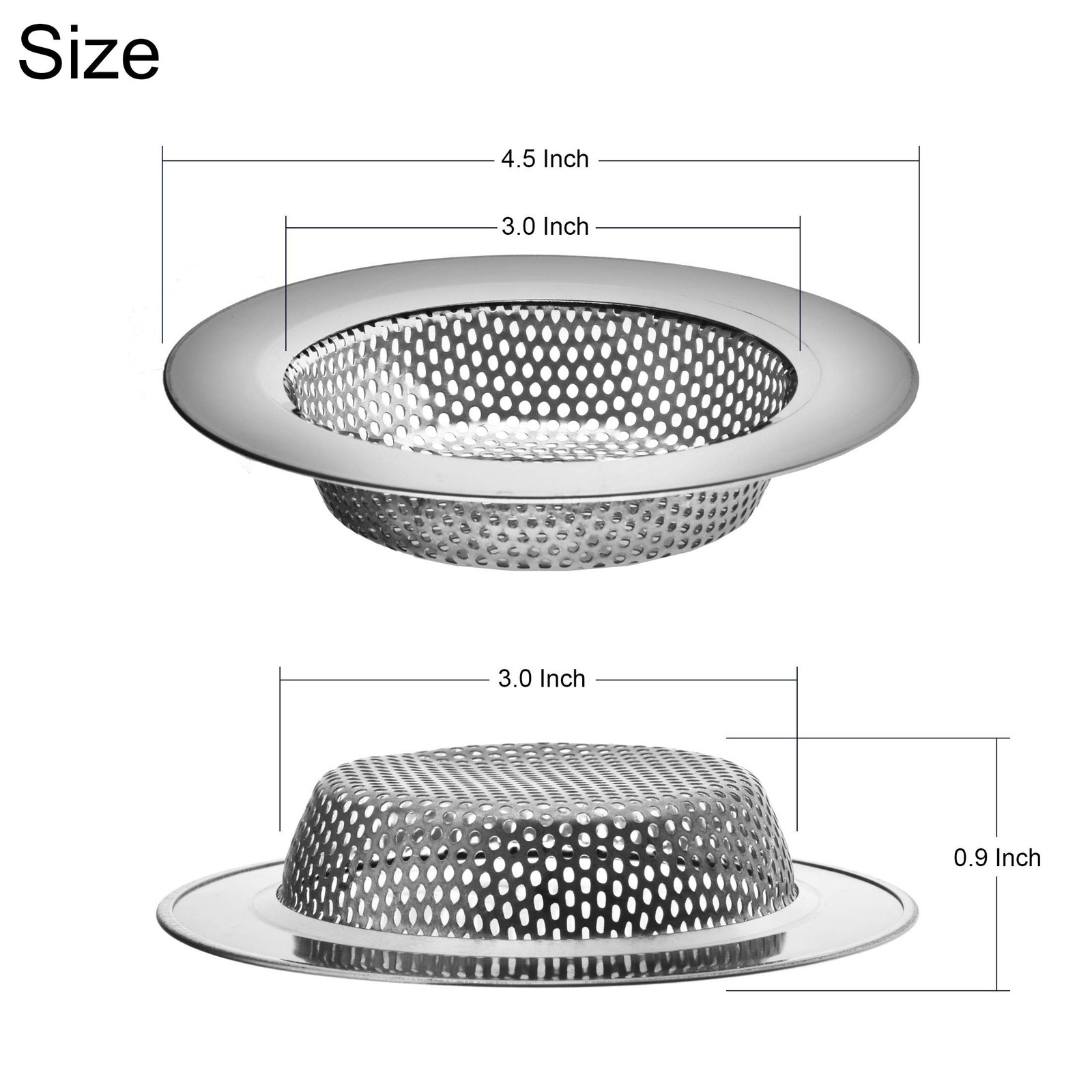 2PCS - Kitchen Sink Drain Strainer and Anti-Clogging Stopper Drainer Silver gallery