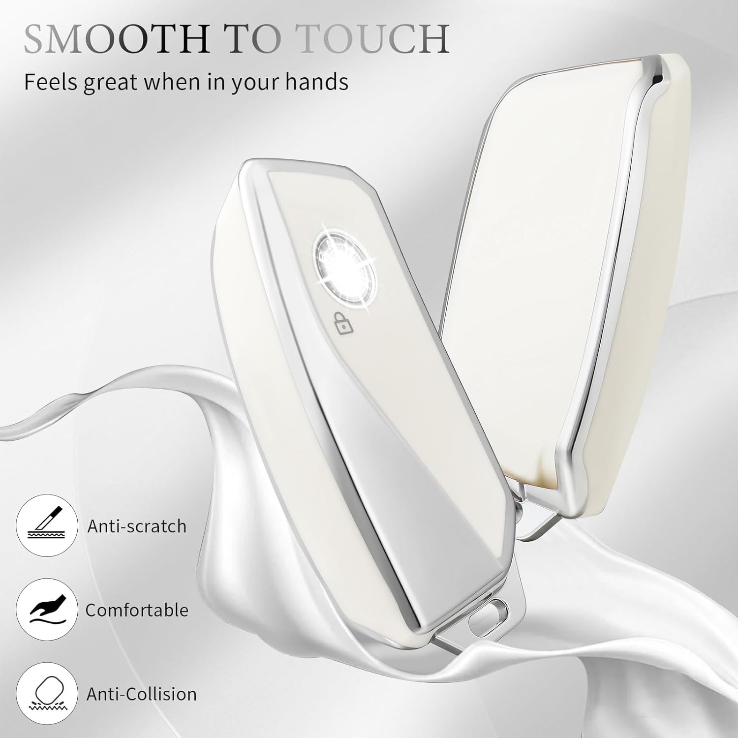 Key Fob Cover, Special Car Key Case Compatible with I7 M S Color: Silver White gallery