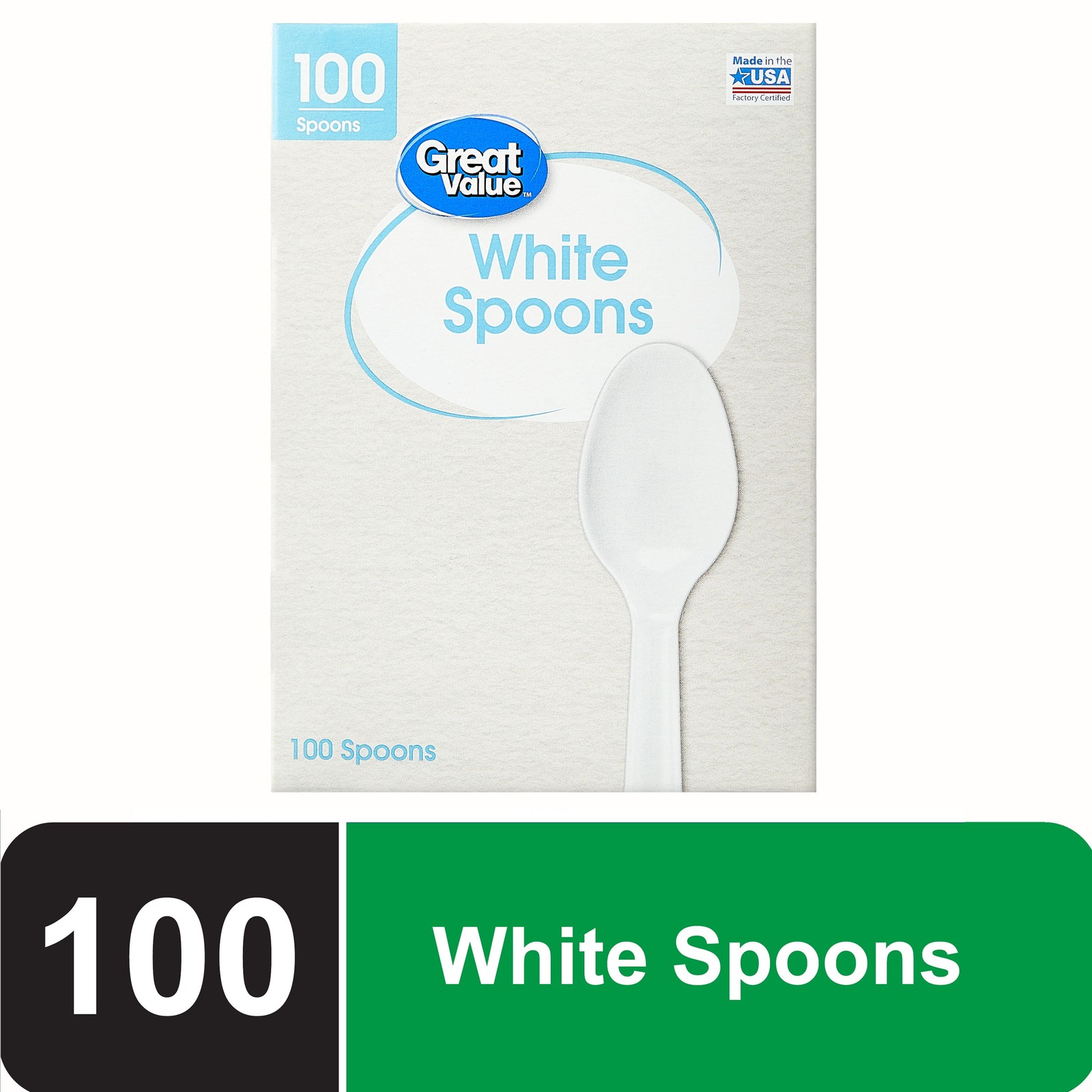 Plastic Basic White Spoons, 100 Count gallery