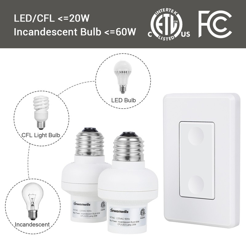 DEWENWILS Remote Control Light Socket Wireless Light Switch and Receiver Set gallery