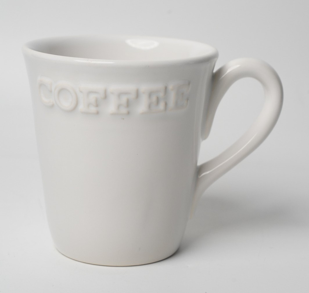 Primagera White Ceramic Embossed Coffee Mug Made in Portugal gallery