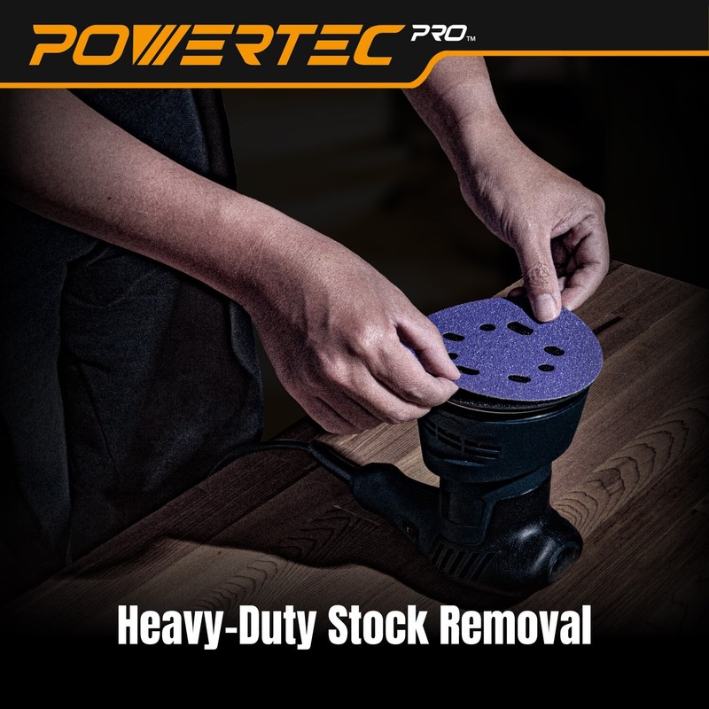 POWERTEC 5-Inch Hook and Loop Sanding Disc for Random Orbital Sander, 40 Grit gallery