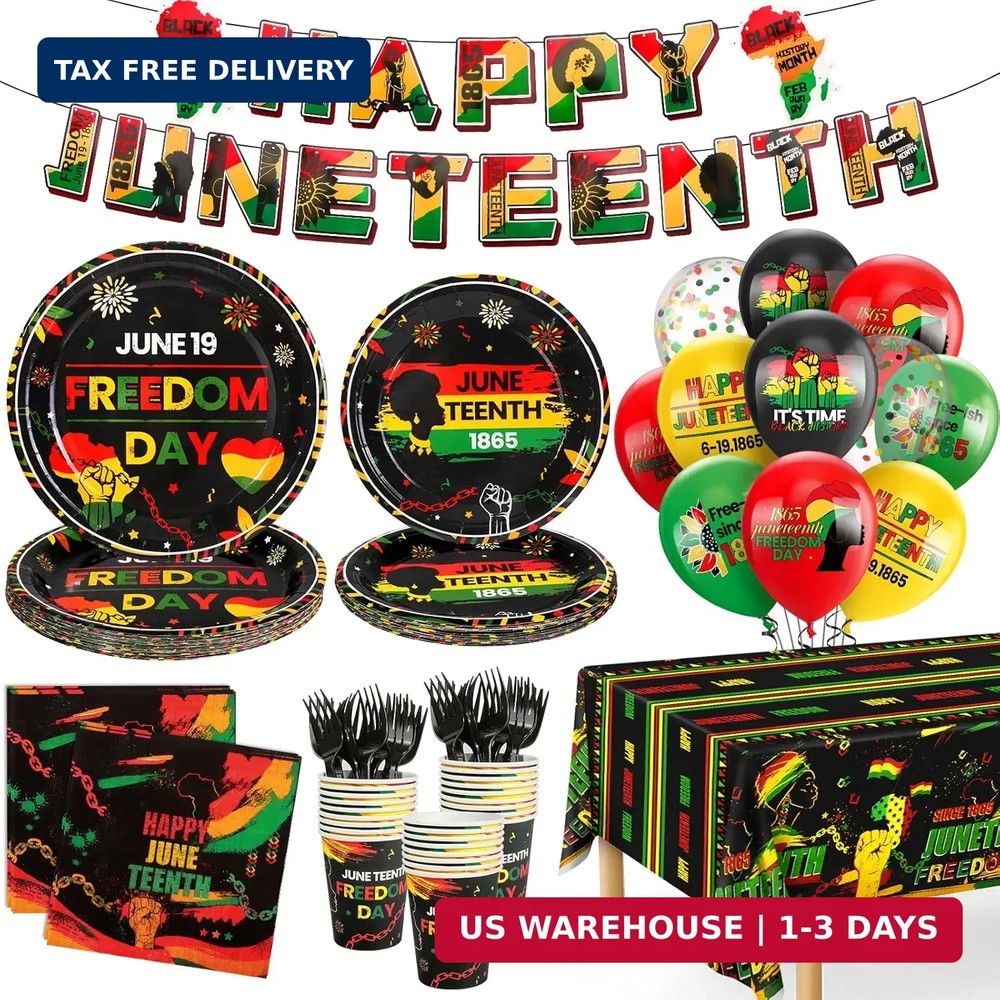 Happy Juneteenth Decorations, Juneteenth Party Supplies, Disposable Tableware Se