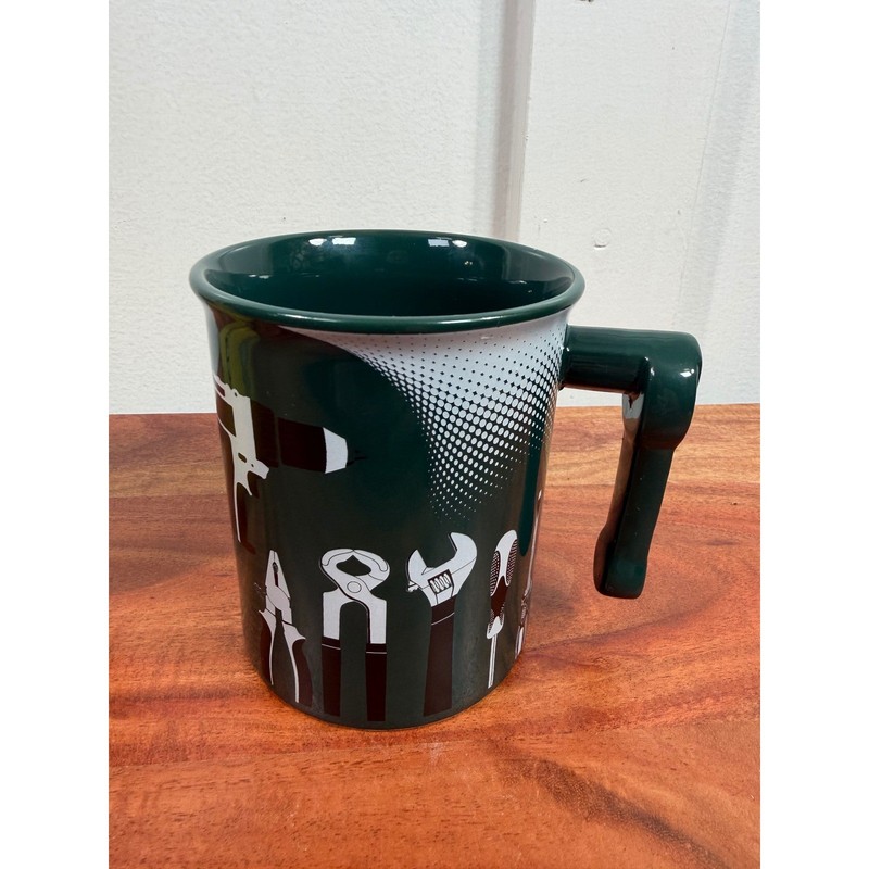 Menards Coffee Mug 3D Tools Graphic Set of 2 Yellow & Green Tool Handles Ceramic gallery