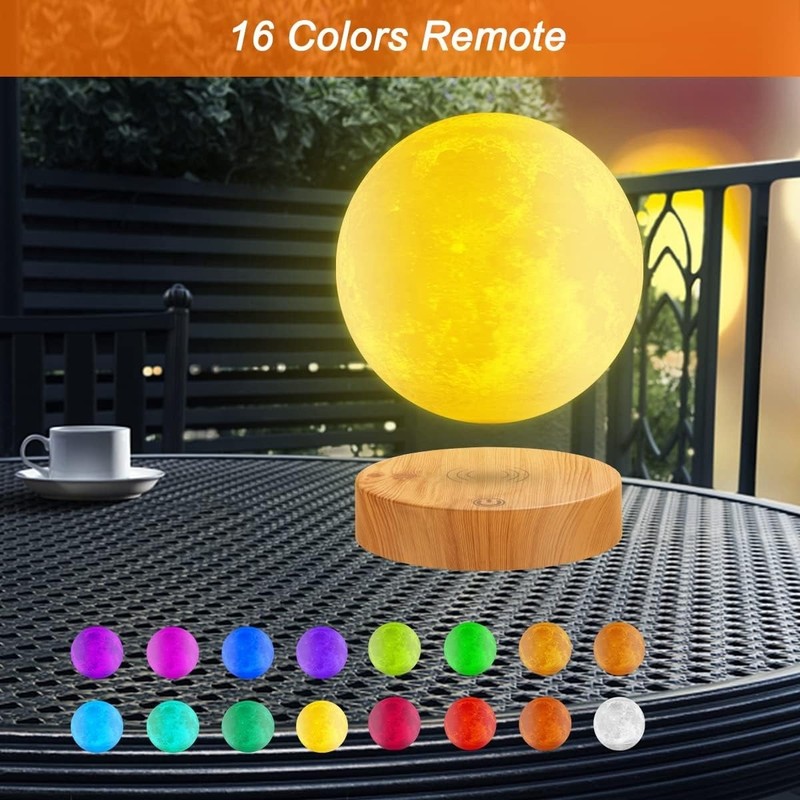 Floating 3D Printed Moon Lamp - Stunning Gift with Color Modes & Remote Control gallery