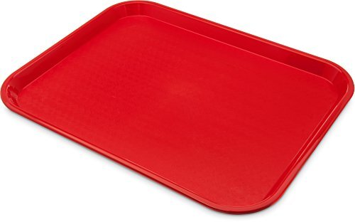 Shatter-Resistant Plastic Cafeteria Fast Food Tray, 14" x 18" - Red
