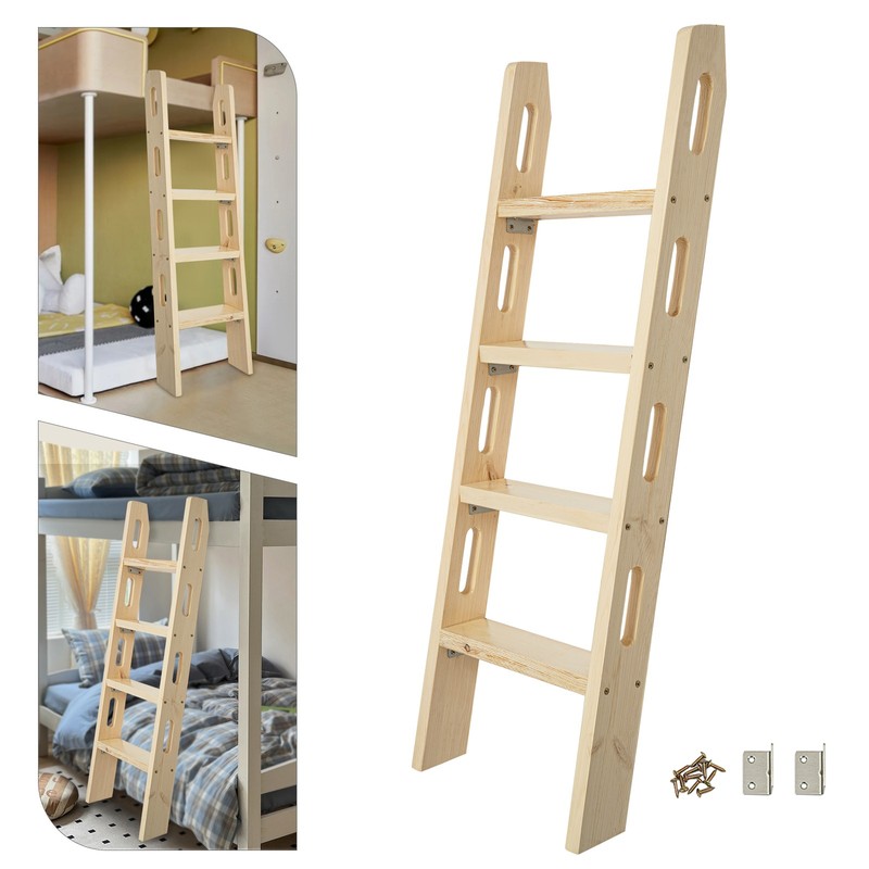 4-Step Ladder Durable Solid Wood Step Ladder 220lbs Load Fixed Ladder Step Stool gallery