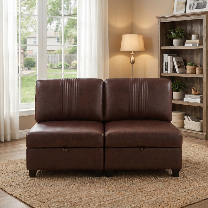 Modular Sofa PU Leather Convertible Shapes with Hidden Storage for Small Space gallery