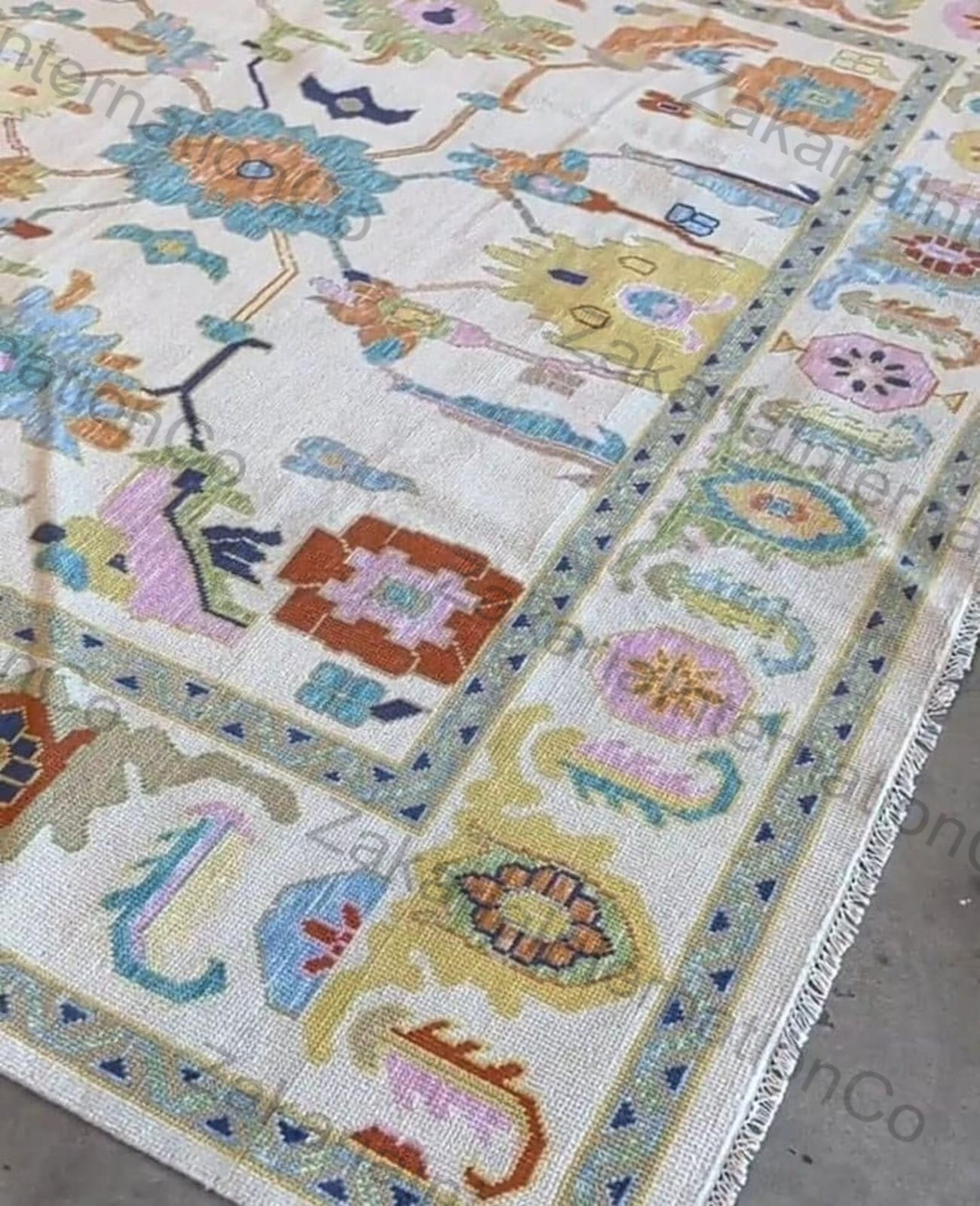 Hand Knotted Wool Rug Vintage Oushak Style Oriental Carpet 3x5 Living Room gallery